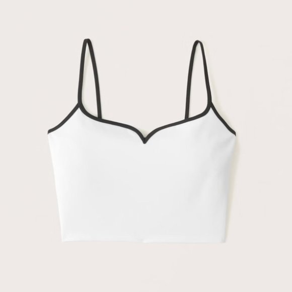 Abercrombie White Ponte Sweetheart Crop Tank Top with Black Trim - Picture 2 of 4